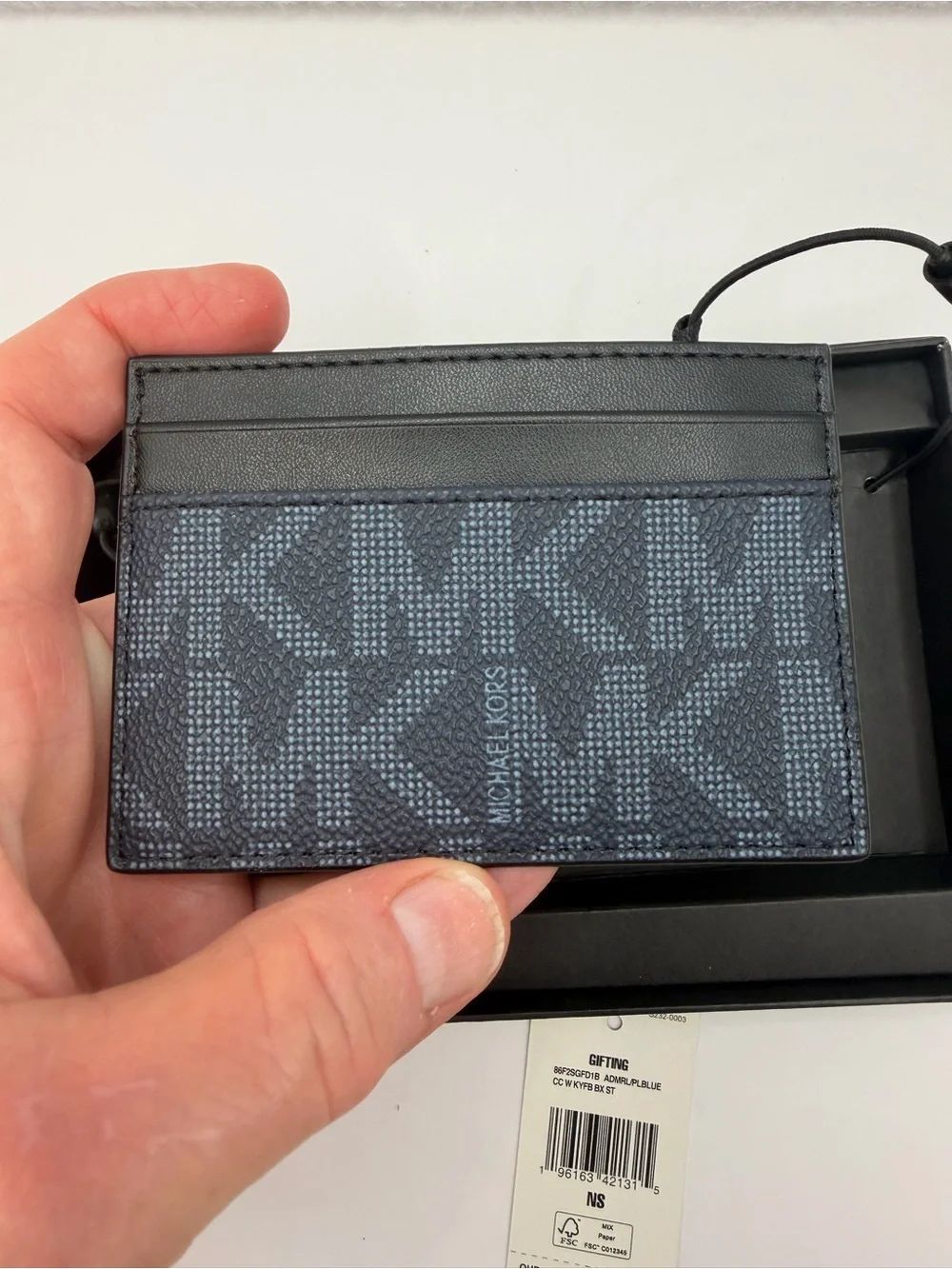 Michael Kors Credit Card Wallet + Key Fob 86F2SGFD1B $98 - New Admrl/PlBlue
